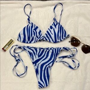 Blue Zebra Print Bikini
